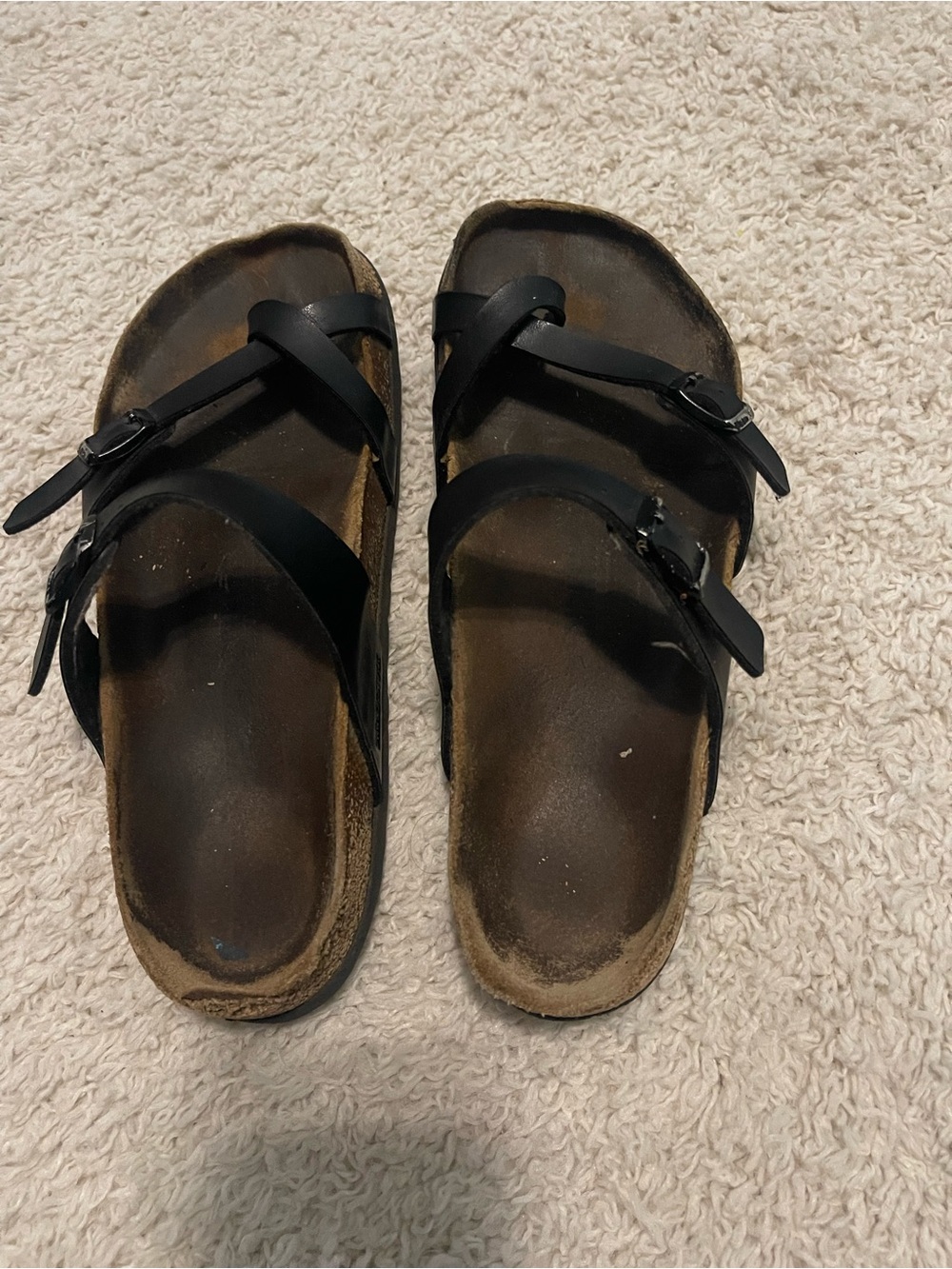 Birkenstock Black Leather Cross-Strap Sandals